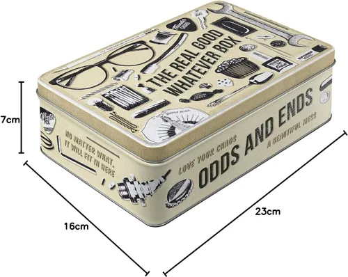 Vista 7 de Nostalgic-Art Caja de lata de almacenamiento retro plana, 84.5 onzas, caja Whatever Odds & Ends – Idea de regalo para tu hogar, lata de metal