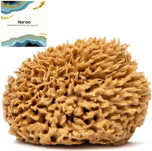 Naroa Esponja de ducha natural suave | Suave lufa marina para el baño de piel suave | Esponja de baño sin blanquear | Baño y spa (pequeño)