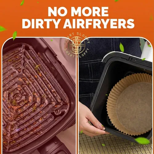 Vista 4 de Forros para freidora de aire, forro de papel pergamino desechable, insertos de cesta de freidora de aire, hojas de filtro (125, 8 pulgadas, redondas)