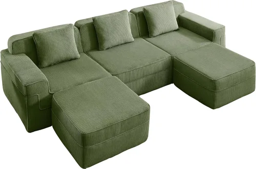 Vista 6 de Modular 3 Seat Boneless Sofa, Cloud Sectional Couch with Deep Seat, Modern Modular 3-Seat Sofa Couch with Throw Pillows, Sectional Sofa for Living