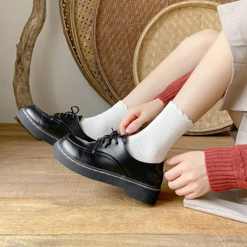 Vista 3 de Mcool Mary Women's Crew Socks,Casual Cute Ankle Socks Breathable Cotton Knit Retro Caramel Frilly Socks for Women 6 Pack