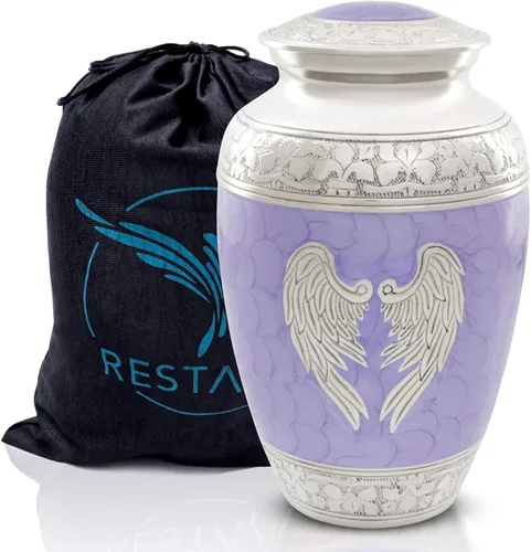 Alas de ángel Urna púrpura para cenizas humanas Adulto Masculino. urnas de cremación para cenizas humanas adulto mamá femenina. urnas decorativas