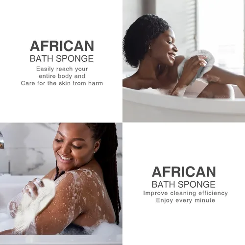 Vista 6 de UJFQBH 3 Piezas Esponja de Baño Africana Esponja de Red Africana de Red Larga Esponja de Baño Exfoliante Cepillo de Cuerpo para Ducha Cepillo