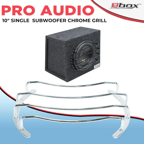 Vista 3 de Bbox Parrilla de barra negra de acero resistente de 10 pulgadas con acabado negro mate y cromado para woofers, totalmente soldada y lista
