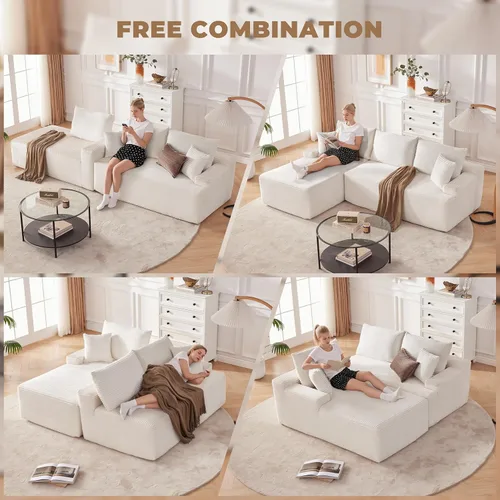 Vista 3 de Mangodan - Sofá seccional en forma de nube, sofá sin huesos para sala de estar, sofá seccional modular con asiento profundo, sofá esponjoso y cómodo