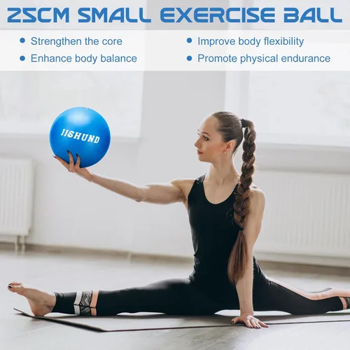 Vista 3 de jjshund Pilates Ball, 9 Inch Small Exercise Mini Soft Workout Yoga Ball with Exercise Guide, for Home Gym Yoga, Pilates, Core Training, Workout