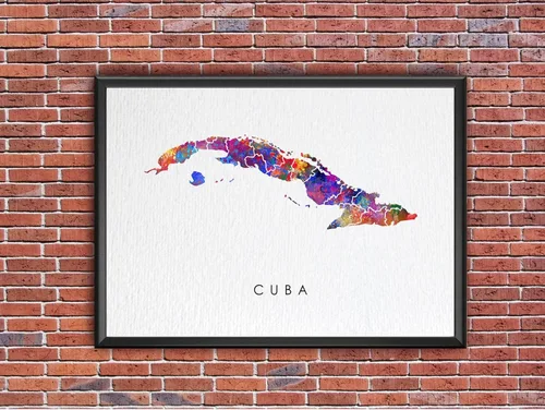 Vista 9 de Dignovel Studios Póster de acuarela de 8 x 10 sin marco, mapa, patria, país, Caribe, Mar de América Central, ilustraciones de pared, boda