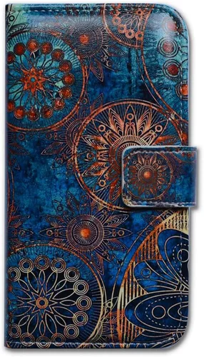 Vista 6 de Bcov Funda para Galaxy A11 (versión de EE. UU.), magníficos colores circulares de piel con tapa y ranura para tarjeta con soporte para Samsung