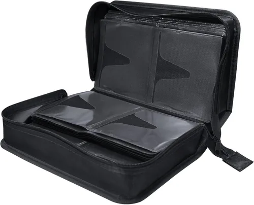 Vista 6 de Siveit Funda para CD y DVD, estuche para CD/DVD, capacidad de 128 unidades, organizador de CD, carpeta de CD, cartera portátil de CD para viajes