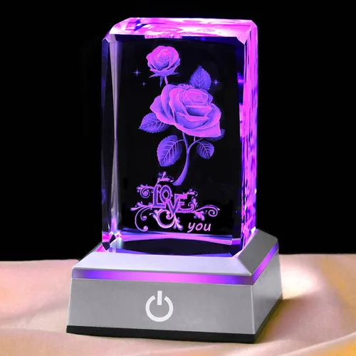 Vista 11 de hochance Rosa Corazón de Cristal 3D, Regalos de Navidad para Esposa Novia Madre Ella, Dulce Día de San Valentín Aniversario Cumpleaños Día