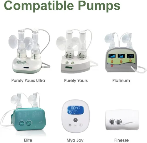 Vista 2 de Maymom MyFit - Juego de bridas de dos piezas para el pecho (0.59 pulgadas pequeño), conector de base compatible con extractores de leche Ameda