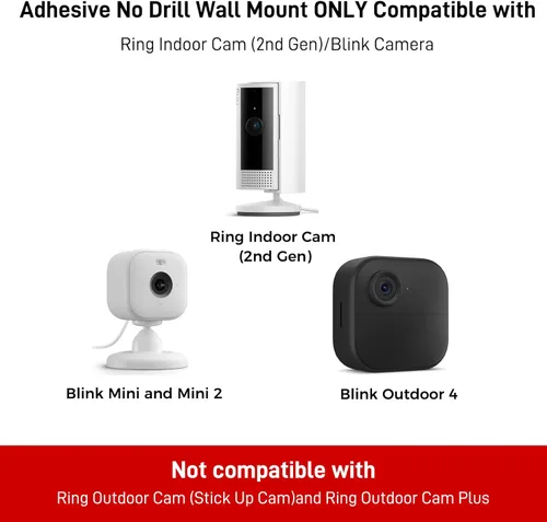 Vista 2 de Paquete de 3 soportes de montaje en pared para cámara interior Ring sin taladro ni tornillos compatible con Ring Indoor Cam (2ª generación)/Blink