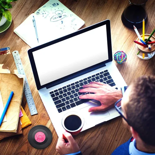 Vista 9 de homEdge Posavasos para discos de vinilo, 6 piezas de posavasos de vinilo de estilo retro