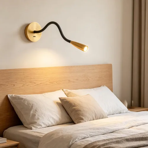 Vista 5 de Manguera de cuello de cisne flexible LED para pared, luz de lectura enfocada para dormitorio, lámpara de pared ajustable para cabecero de noche