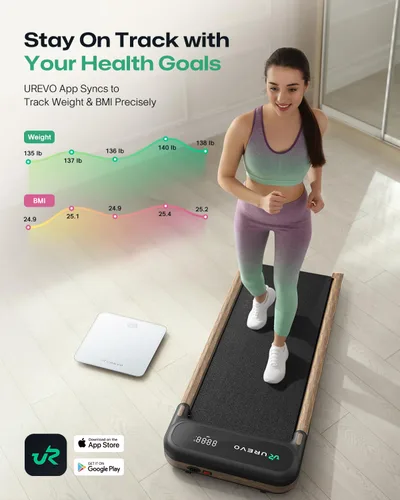 Vista 9 de UREVO Báscula inteligente para sincronización de peso corporal y seguimiento de IMC con aplicación, báscula digital de baño con pantalla LED, Blanco