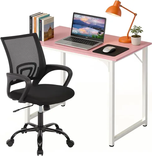 Vista 14 de PayLessHere Juego de escritorio y silla de oficina en casa de 32 pulgadas, escritorio para computadora de 32 pulgadas con silla de oficina Negro