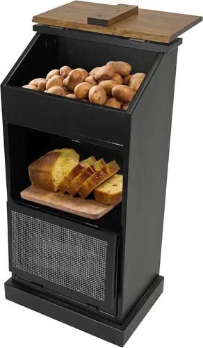 Vista 8 de Peaceful Classics Papelera de pan de madera, papelera decorativa para cebollas, papelera de verduras de madera con tapa para despensa de cocina, moka