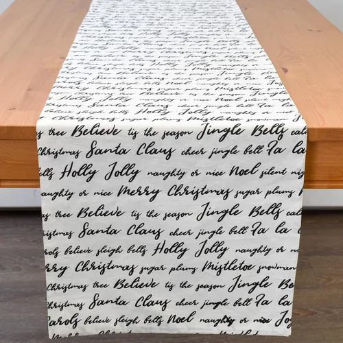 Vista 2 de Camino de mesa de Navidad, bufanda de tocador blanco hueso, 100% algodón, decoración de fiesta para el hogar, cocina, comedor, vacaciones, tela