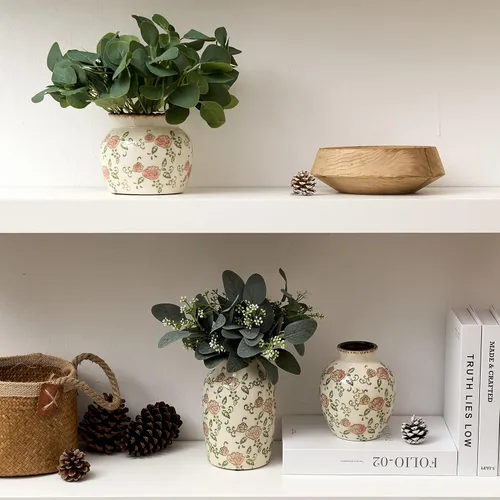 Vista 49 de SIDUCAL Florero decorativo de cerámica Florero rústico de 7.48 pulgadas para decoración del hogar, mesa, sala de estar, baño, escritorio de café