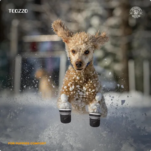 Vista 2 de Botas de nieve para perro, botas de nieve para perros de invierno, botas y protector de patas, botines cálidos para cachorros con tira reflectante