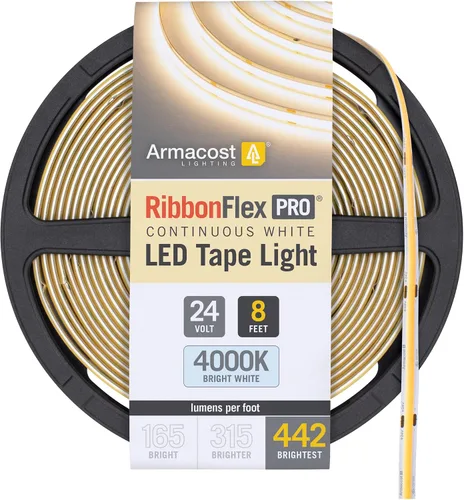 Vista 24 de Armacost Lighting RibbonFlex Pro 24V Luz de Tira LED COB Blanca, 2700K, 165 Lúmenes/Pie, 2.5M 171110 Blanco cálido 2700K