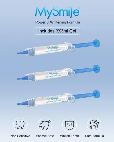 Vista 2 de MySmile Paquete de repuesto de bolígrafo de gel blanqueador de dientes, 3 bolígrafos blanqueadores de dientes no sensibles, blanqueador de dientes