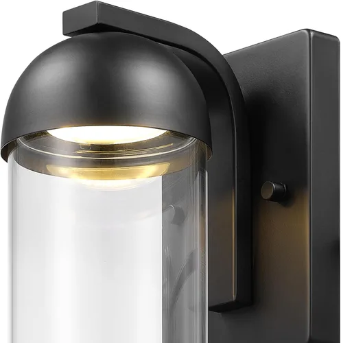 Vista 5 de GLOBE 60000023 - Lámpara de pared eléctrica LED integrada de 12 W, color negro mate, pantalla de cristal transparente, luz de porche, luces de pared
