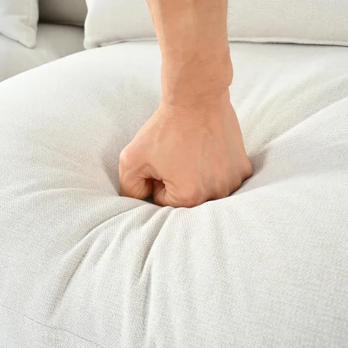 Vista 159 de Sofá modular de felpilla con tapicería en forma de L, sofá modular de 4 asientos con otomana extraíble y 5 almohadas para sala de estar, apartamento
