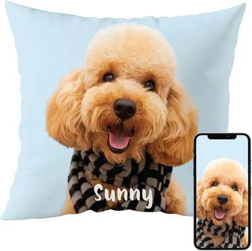 Vista 9 de Fabric Textile Products funda de almohada personalizada para mascotas - Fabricada en EE. UU. - Almohada personalizada con fotos de gatos y perros
