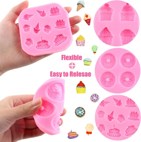 Vista 2 de ZiXiang Moldes de silicona para conos de helado, molde de dona, molde de caramelo para decoración de pasteles, decoración de cupcakes, polimero