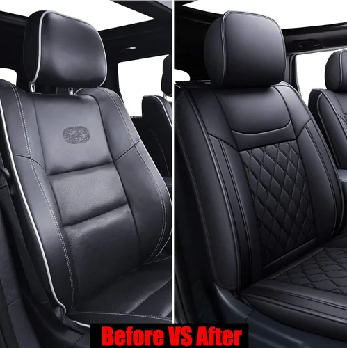 Vista 3 de Huidasource Fundas de asiento para Jeep Grand Cherokee, 2 piezas de cuero impermeable personalizado para asientos de coche, protectores compatibles