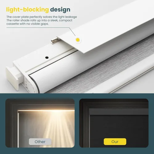 Vista 5 de Persianas enrollables automáticas motorizadas inalámbricas, persianas eléctricas con control remoto, persianas inteligentes (gris, 29 x 72 pulgadas)