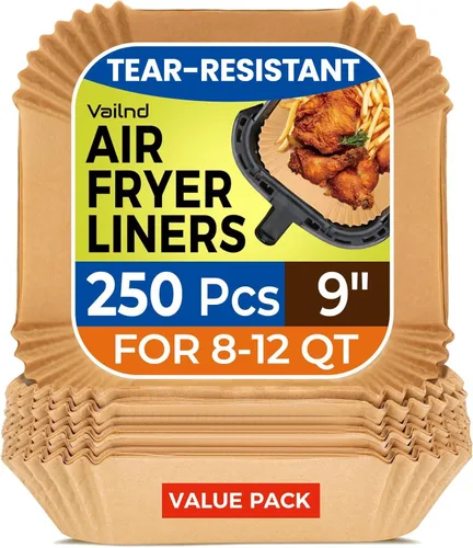 Vista 17 de Forros de Papel para Freidora de Aire, 125 Piezas de Papel Pergamino, Forros Desechables para Freidora de Aire para Microondas, Forro Antiadherente