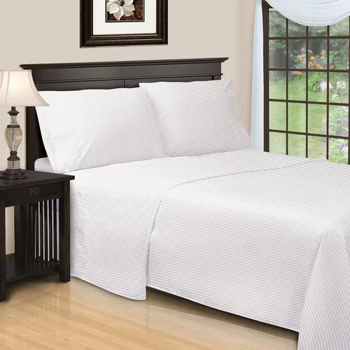 Vista 30 de Superior Juego de sábanas de algodón egipcio de 600 hilos, tamaño King, amarillo, 4 piezas