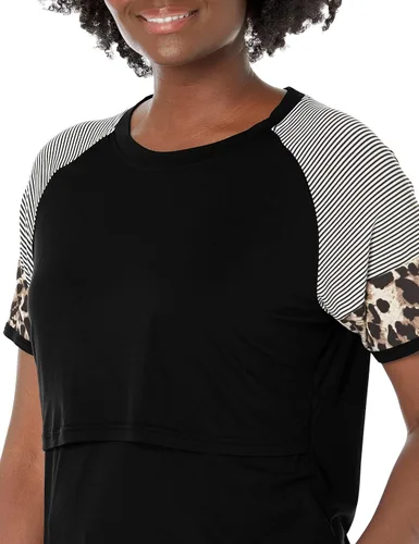 Vista 3 de Smallshow Camisas de lactancia para mujer, manga corta de retazos