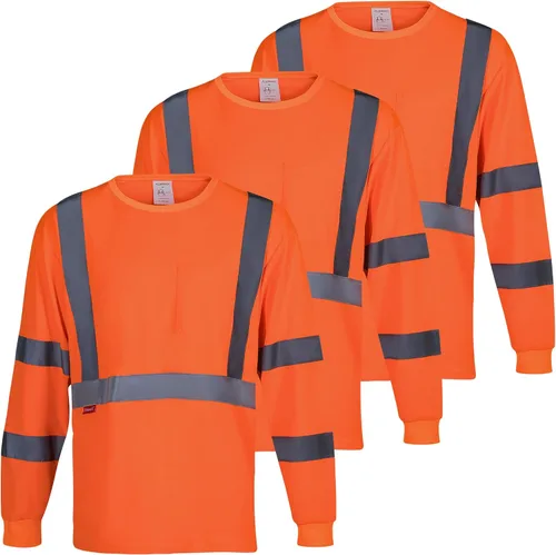Vista 17 de ProtectX Camisetas de seguridad reflectantes de manga larga resistentes para hombre, de alta visibilidad para construcción, clase 2-3 tipo R