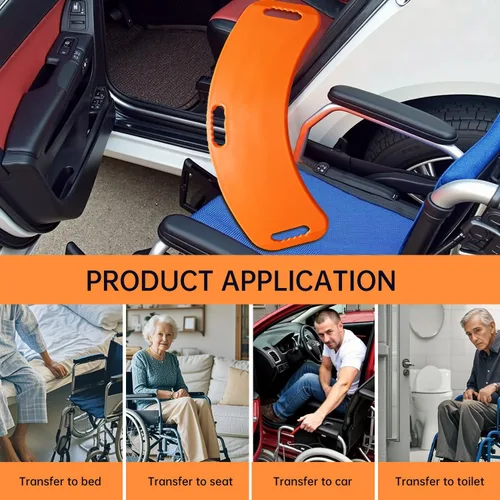 Vista 4 de Tabla de transferencia y tablero deslizante para transferir, transferencia de tabla deslizante a silla de ruedas, transferencia de paciente, tablas