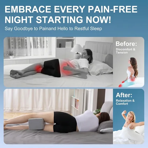 Vista 8 de UJPFEO Knee Pillow for Side Sleepers,Cooling Memory Foam Leg Pillow for Sleeping Between Knees,Side Sleeping Pillow for Hip Back Sciatica Relief