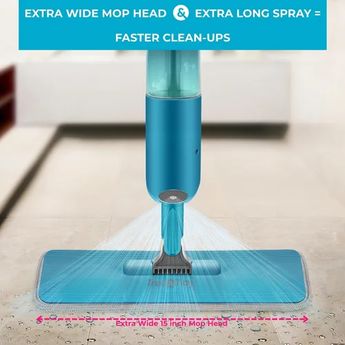 Vista 3 de True & Tidy® SPRAY-250 - Mopa rociadora multisuperficie con botella de agua recargable para limpieza de pisos, funciona en madera, azulejos, mármol
