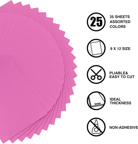 Vista 3 de Hojas de espuma rosa para manualidades, 9 x 12 pulgadas, 2 mm de grosor. Juego de 25 hojas de espuma rosa premium, para proyectos de bricolaje