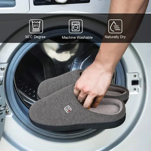 Vista 5 de HomeIdeas Men's Coral Fleece Lining with High Density Memory Foam Classicism Slip-on Slipper