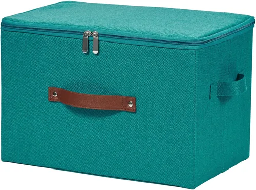 Vista 48 de Contenedores de almacenamiento con tapa con cremallera de tela de algodón y lino, cestas de almacenamiento con tapa, cajas plegables lavables