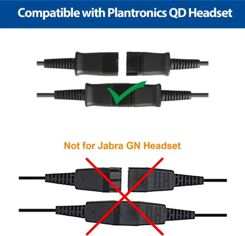Vista 3 de Adaptador de auriculares U10 RJ9 a QD para auriculares de desconexión rápida Plantronics, cable de bobina compatible con teléfonos IP de Cisco 6945