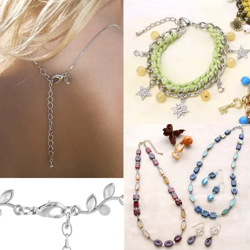 Vista 6 de Juego de 580 piezas de accesorios para fabricación de joyas, incluye 250 conectores de anillo de salto abiertos, 250 tapas de extremo de cable Bronce