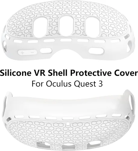 Vista 3 de Silicone VR Shell Protective Cover Complicable with VR Quest 3, Silicone Cover Accessories for Quest 3 Headset