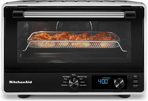 Vista 3 de KitchenAid Horno de encimera digital con freír aire y piedra para pizza, KCO128BM, negro mate