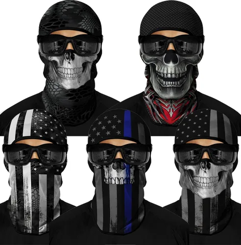 Vista 42 de Pasamontañas 3D, máscara de cara completa, resistente al viento, máscara de esquí con calavera táctica para motocicleta, ciclismo, Halloween 4