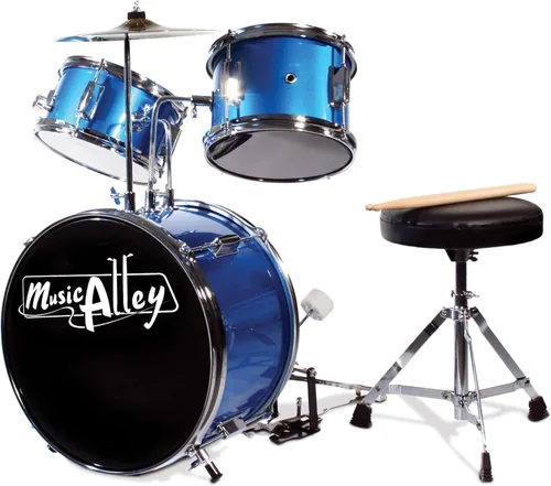 Vista 7 de Music Alley Juego de batería para niños de 3 piezas con baquetas y asiento de trono de tambor