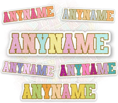 Vista 8 de Calcomanía personalizada con nombre, calcomanías personalizadas de colores de nombre, lindas calcomanías de vinilo troqueladas impermeables