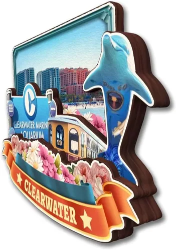 Vista 29 de Cocoa Beach - Imán para nevera de la colección de madera 3D de madera hecha a mano para viajes, recuerdos de la ciudad, decoración del hogar, regalo